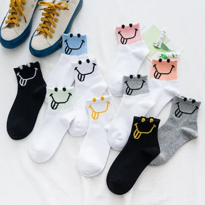 

Korean style funny facial expression creative trend cartoon female socks