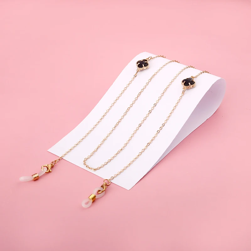

Fashion Four-leaf Clover Petal Shape Glasses Chain Glass OEM Crystal Glasses Chain, 5 colors/customizable