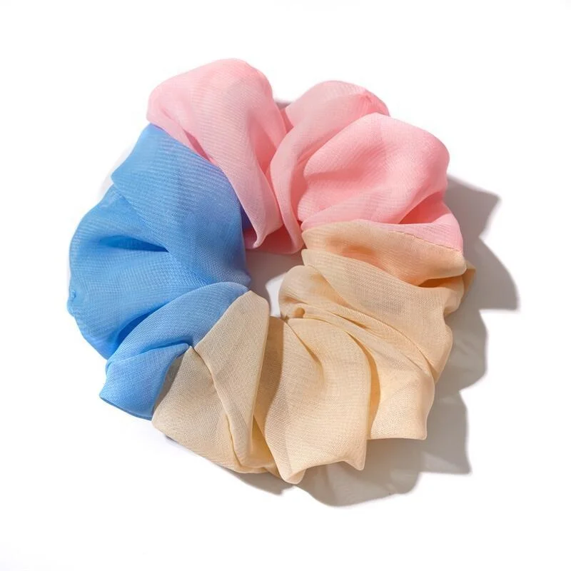 

MIO Summer New Style Women Three Colors Hair Tie Big Size Hair Scrunchies Rainbow Fabric Elastic Hair Bands Accessories