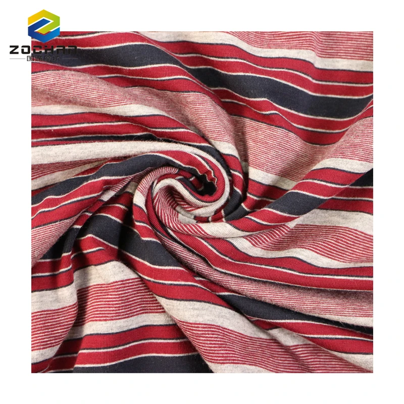

Hot selling 160gsm lightweight 57% pima cotton 38% modal 5%spandex stripe jersey GOTS GRS knit fabric for summer t shirt