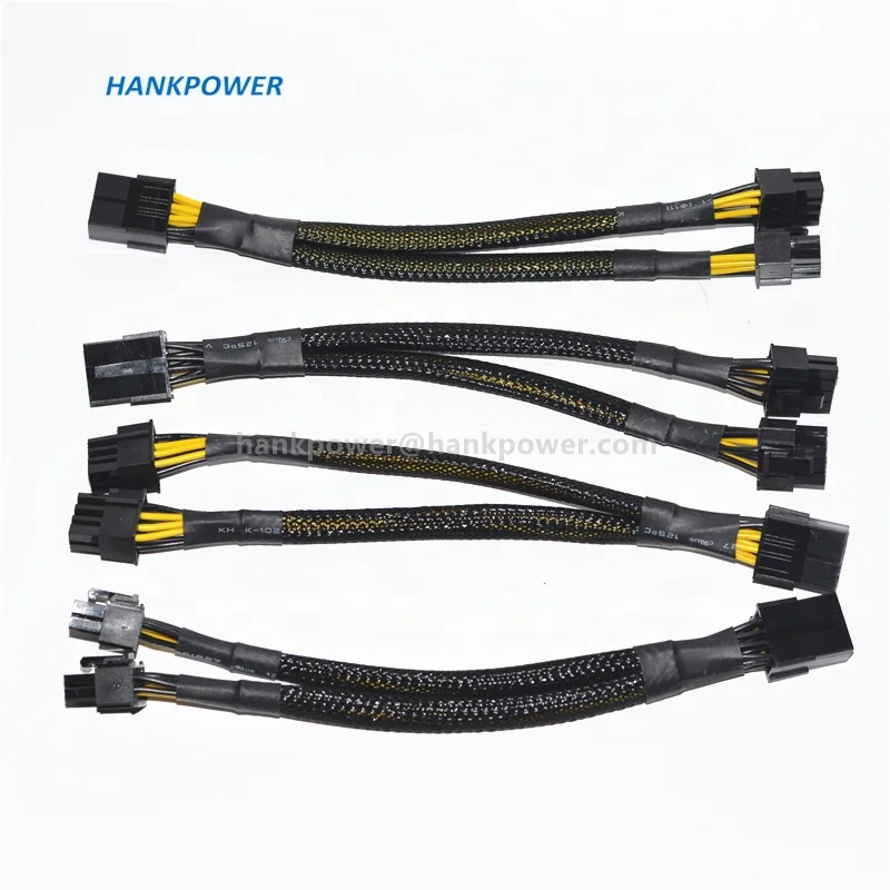 

Braided 8 Pin Female To Dual 2X 8 (6+2) Pin Male PCI Express Power Cable For GPU PCIE Y-splitter Extension Cable 20cm, Black+yellow