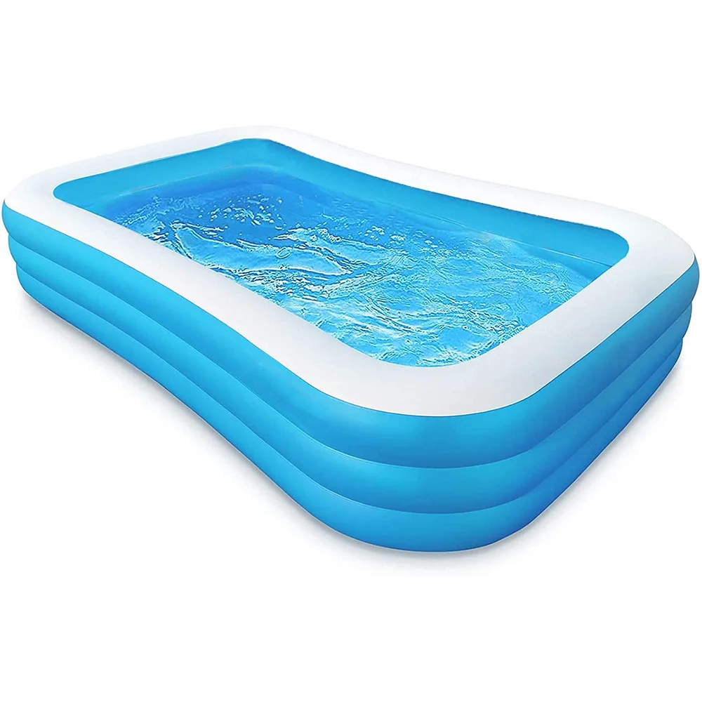 

Inflatable 10 Foot 120" X 72" X 22" Blow Up Full-Sized Rectangular Family Big Outdoor Lounge Swimming Pool for Kids and Adults, Blue or customized