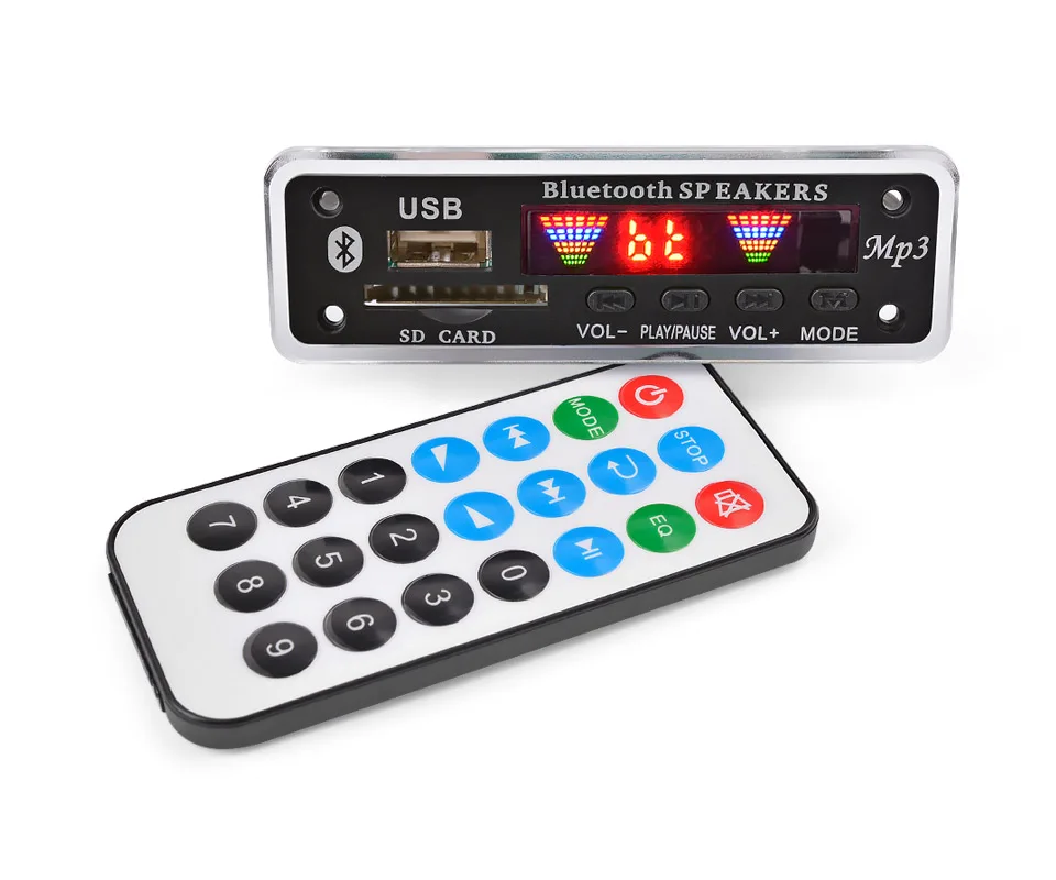 Modulo audio scheda di decodifica MP3 DC 7V-12V USB TF AUX Radio FM Remote
