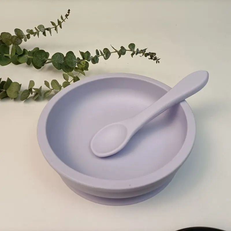 

New Baby Feeding Bowl Spoon Set With Suction Bebe Silicon Waterproof BPA Free Feeder Plato