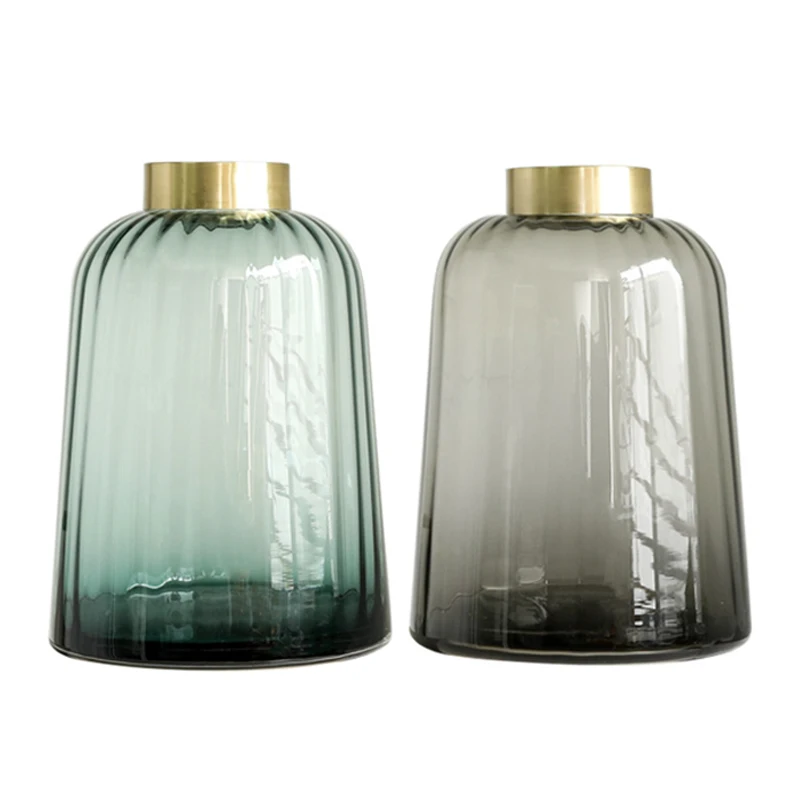 

Modern Colorful creative Nordic Ins Glass Vase gold-rimmed Wholesaler Hand Blown Art home Decor Flower large Glass crystal Vases, Picture