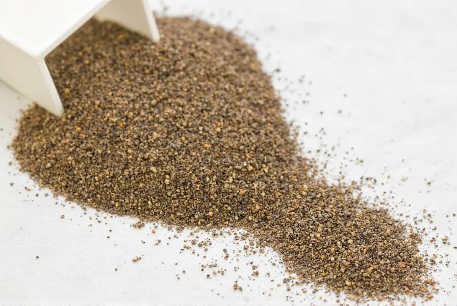 Homemade black pepper substitute blend in spice jars with measurement spoons