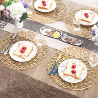 

pvc knitted table mat round table placemat gold