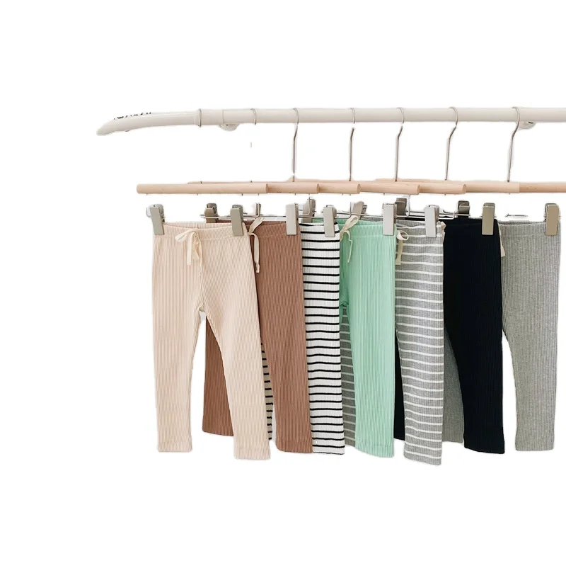 

High quality kids soft leggings baby girls' and boy's casual trousers children ribbed cotton pants
