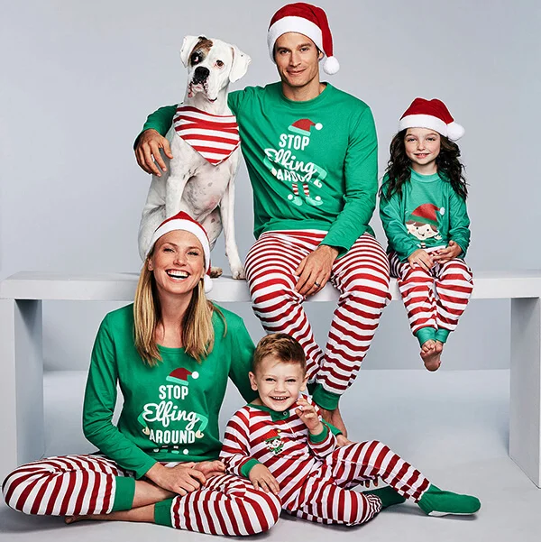 

Wholesale Matching Pyjamas Sets T-Shirt Outfit Satin Homewear Cheap 2021 Sleepwear Parent-Child Suit Family Pjs Christmas Pajama, Customized color
