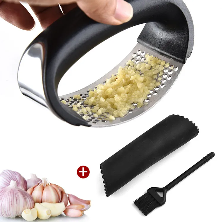 

Hot Sell Trending Manual Crusher Kitchen Accessories Tool Garlic Peeler Brush Stainless Steel Garlic Press