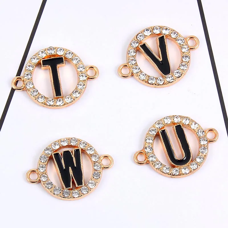 

Simple and Fashion enamel crystal letter pendant for necklace Bracelet DIY charms accessories Making, Golden