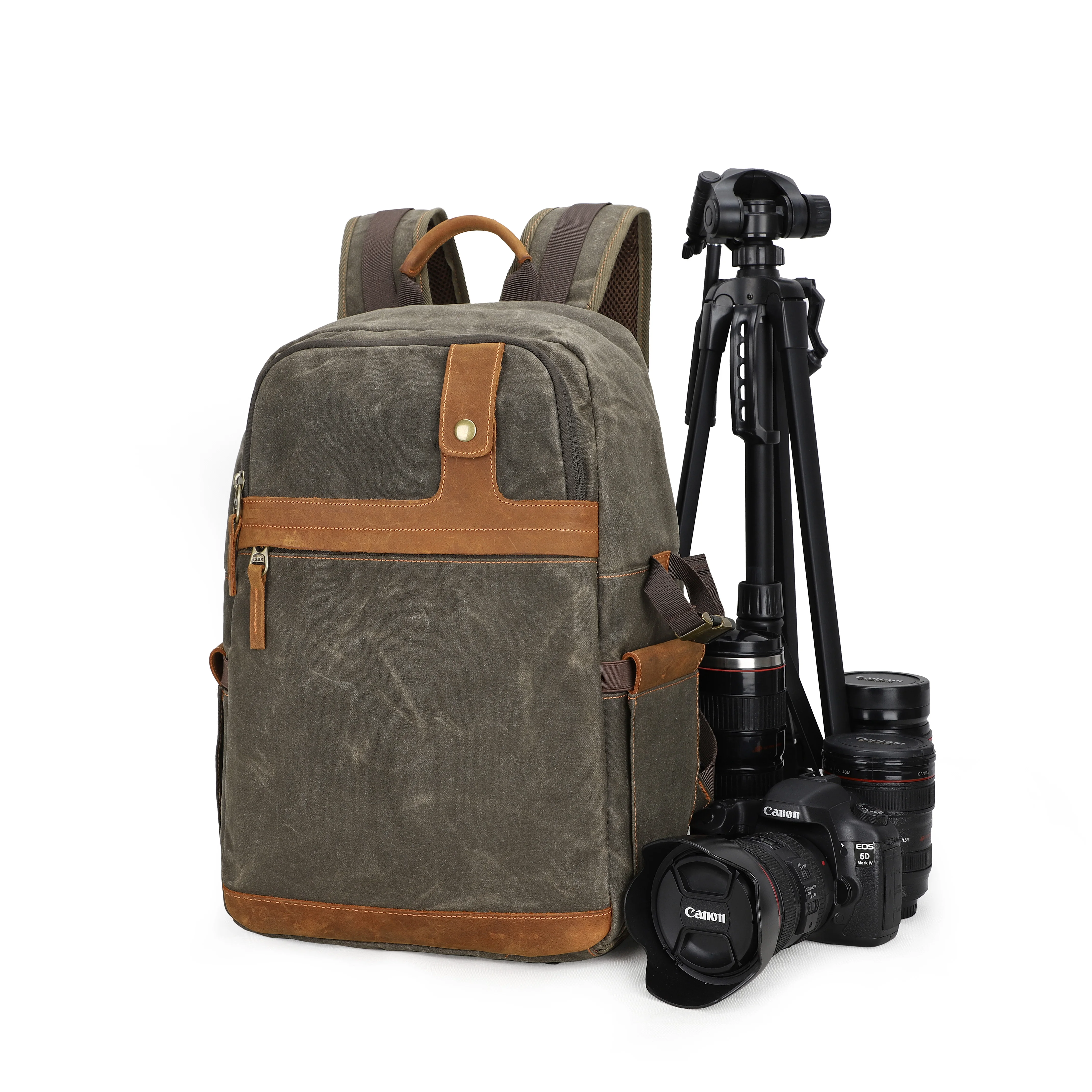 
Factory cheap price leather canvas vintage canon camera shoulder case waist camera bags for photography 