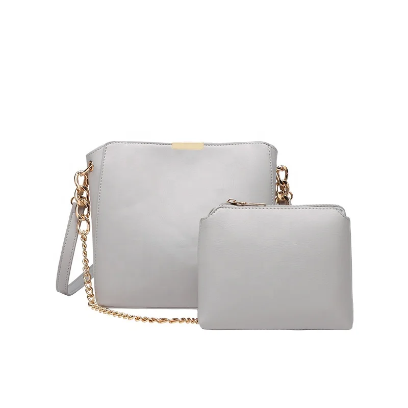 

2021 New Fashion Retro Pu Leather Chain Shoulder Crossbody Hand Bag Bucket Bags Set