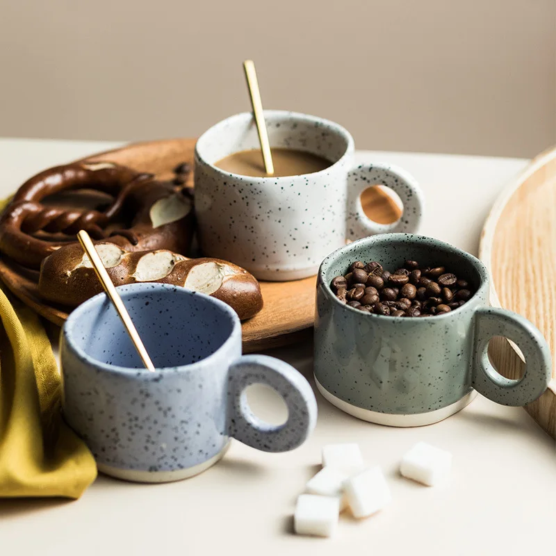 

Mug Creative Retro Porcelain Coffee Cups Handle Breakfast Cup High-Value Water Mugs Ceramic Cups Wholesale, White,grey,purple