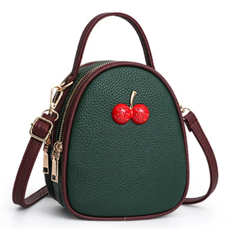 

Fashion Green Color zipper Edge Paint Pu Leather Single-Shoulder Messenger Bag