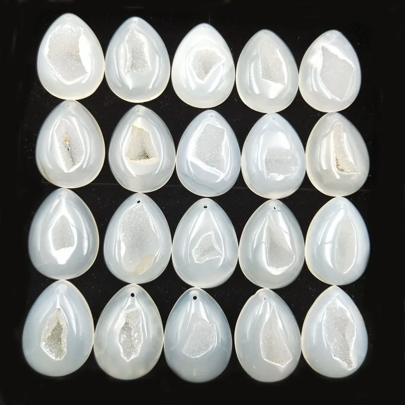 

Natural fashion raw jewelry modern white Agate stone Geode drop pendant drill designs oval shape treasure jewellery pendants, Multi agate pendant