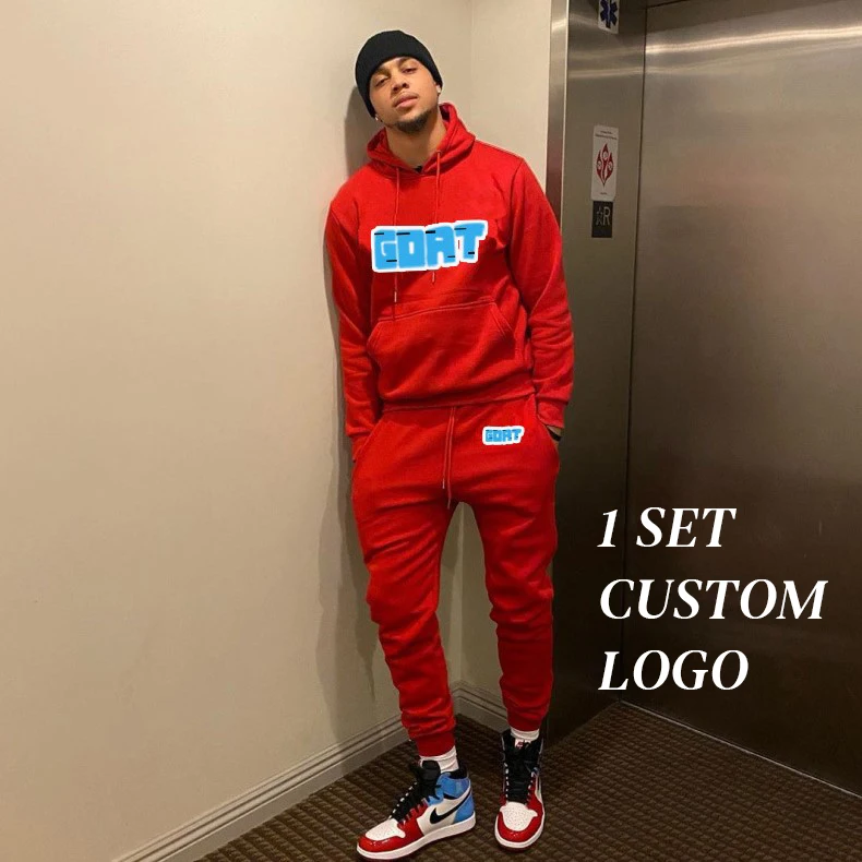 

Custom Logo Exercise Letter Long Sleeve Sweat Pants And Hoodie Men Two Piece Pants Set Outfits Sweatsuits Active Wear For Mens, Red,gray,black,navy blue,white
