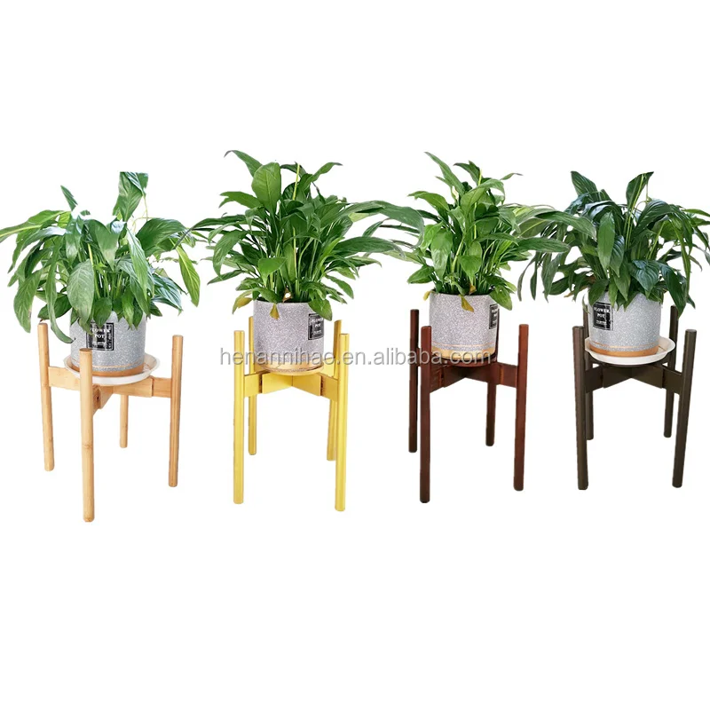 

Wholesale Wood Morden Adjustable Plant Stand Indoor Flower Pot Holder Fit Pot Size of 20-30CM, Customized color