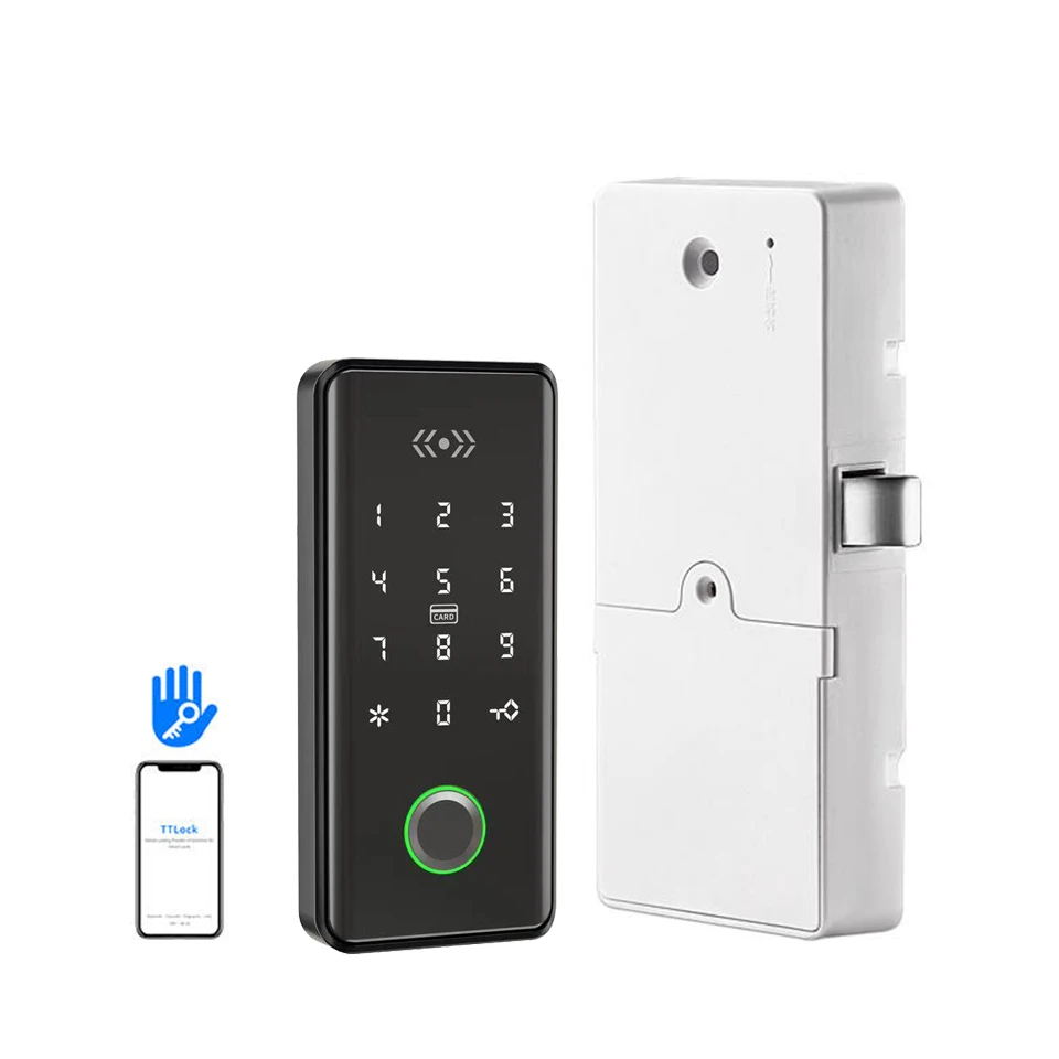 

High Security TTLock APP Biometric Fingerprint Drawer Lock Digital RFID Card Pin Code Keyless Smart Cabinet Lock