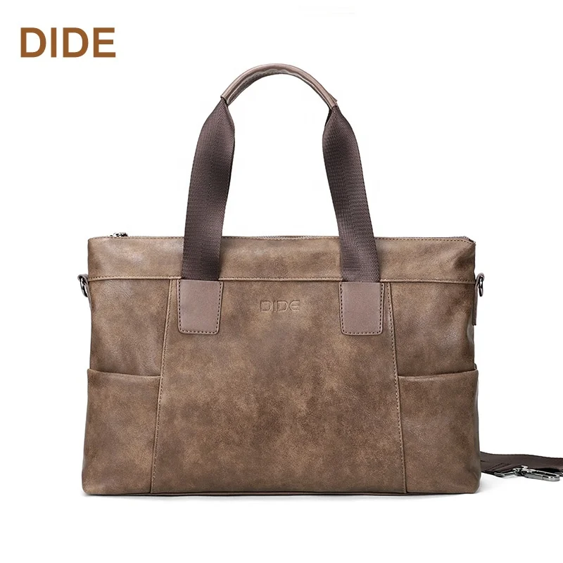 

DIDE Custom Waterproof Briefcase, Leather Men Business Laptop Bag