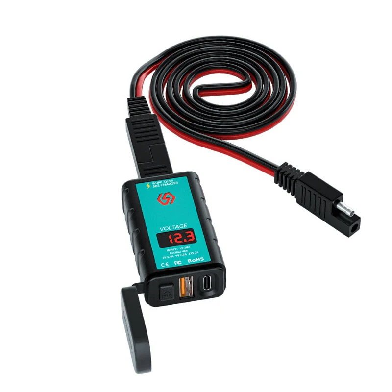 

Led Display Fast Charging Motorcycle Usb C Charger For SAE Motorcycle