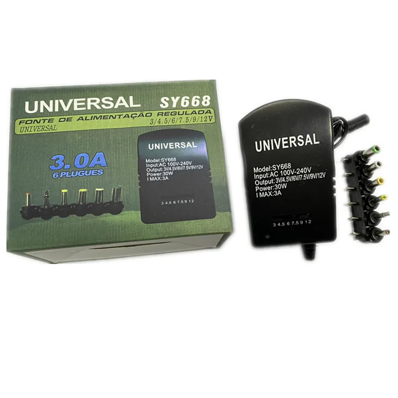 

With 6 Tips 30w 3A Multi Voltage Switching Power Supply 3-12v Universal Ac/dc Adapter laptop r charger Adjustable