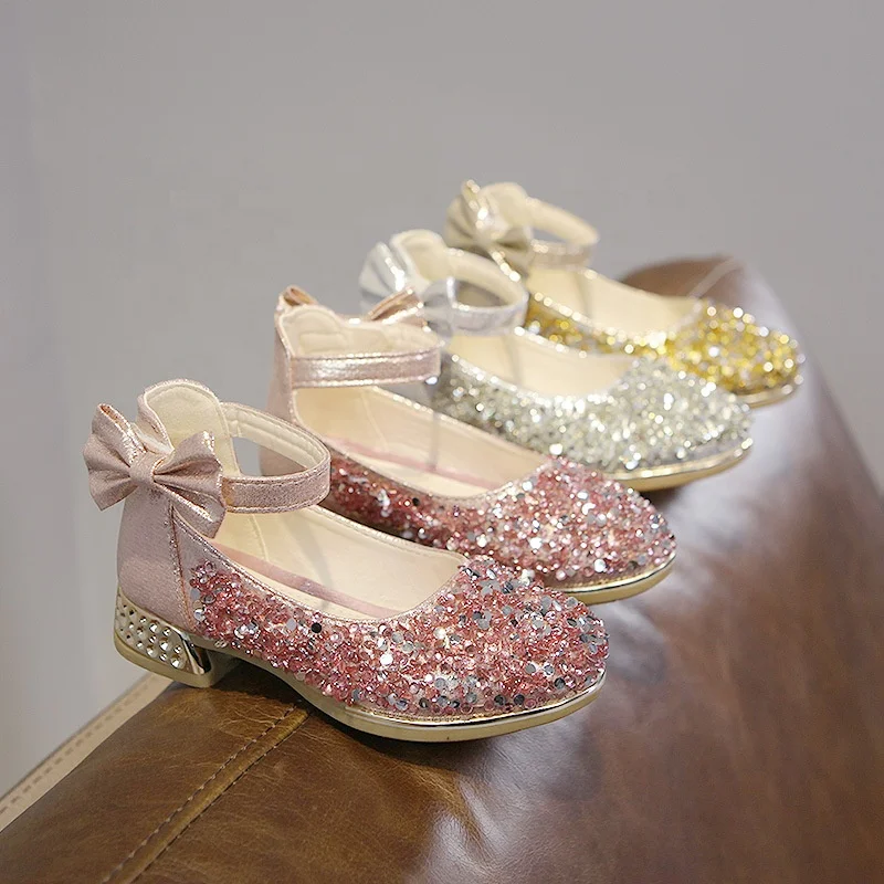 

High-Heeled Student Performance Show Girls Leather Crystal Shoes Little Princess Children Shoes, Picture shows