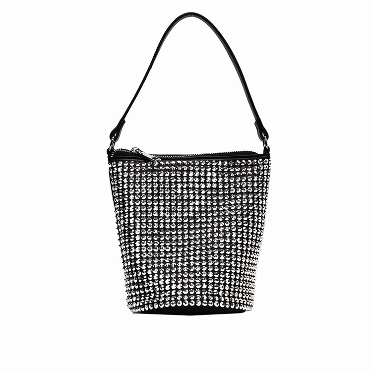 

2021 Personality Glitter Diamonds Bucket bag for Ladies Bling Crystal Handbags Women Sling bags, 2colors