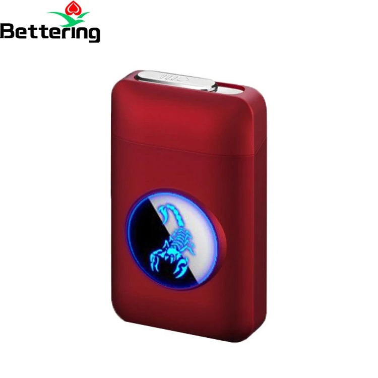 

custom brand logo windproof rechargeable plastic electronic flint cigarettes holder lighter case box with usb charger igniter