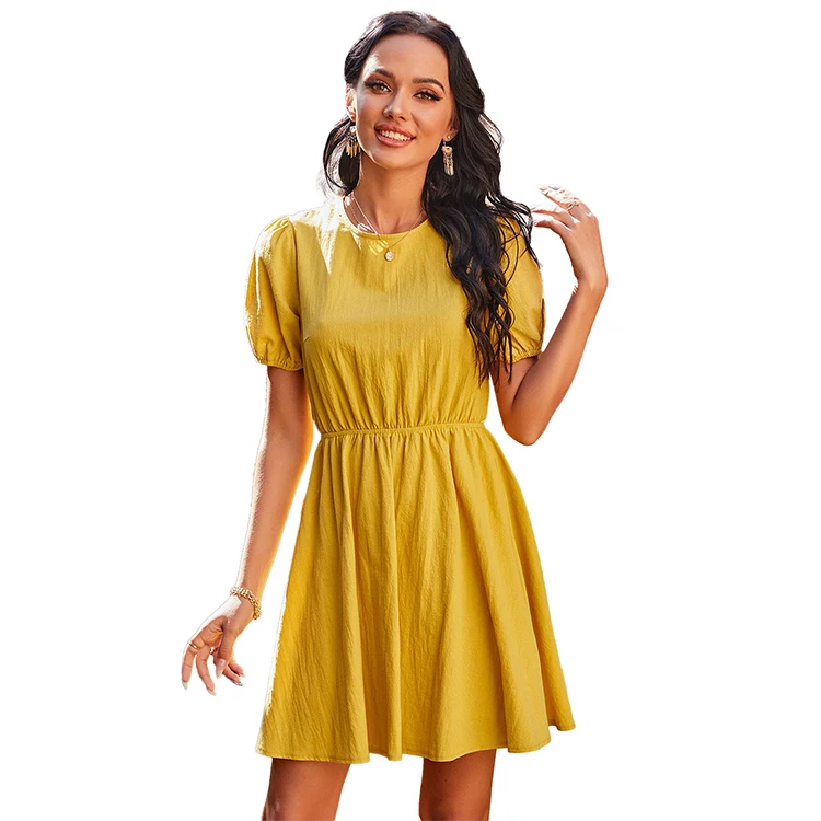 

Mutongyi Manufacture Competitive Price Women Casual Summer Yellow Dress