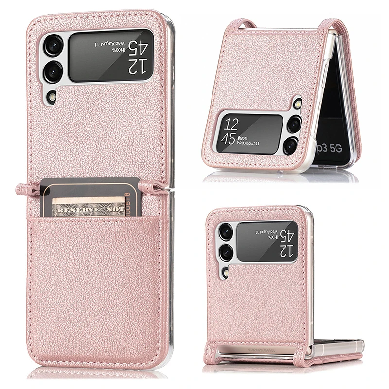 

For Samsung Z Fold 3 Flip Phone Case Leather Phone Shell Half Folded Custom Leather TPU Phone Cover