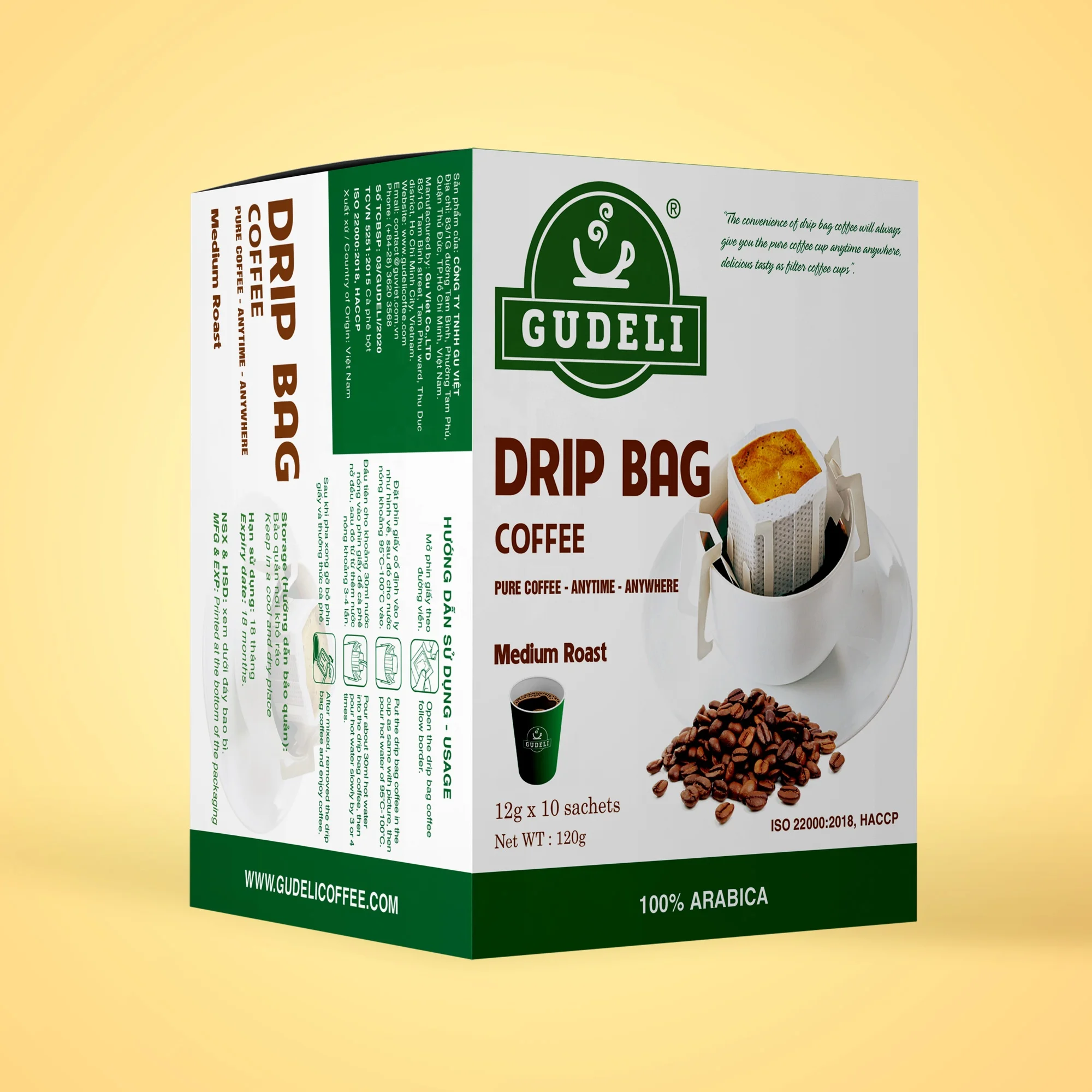 
Gudeli Sophisticated ground coffee Arabica hanging ear type drip coffee filter bag 