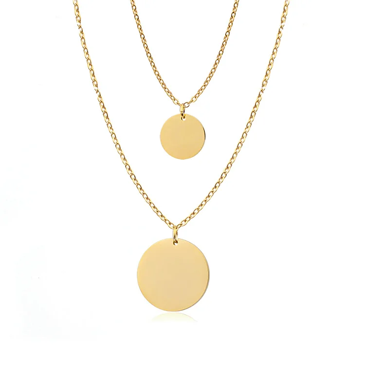 

Fine4U F4U-N232 Modern Women Jewelry Stainless Steel Custom Logo Gold Coin Pendant Necklace, Steel/gold