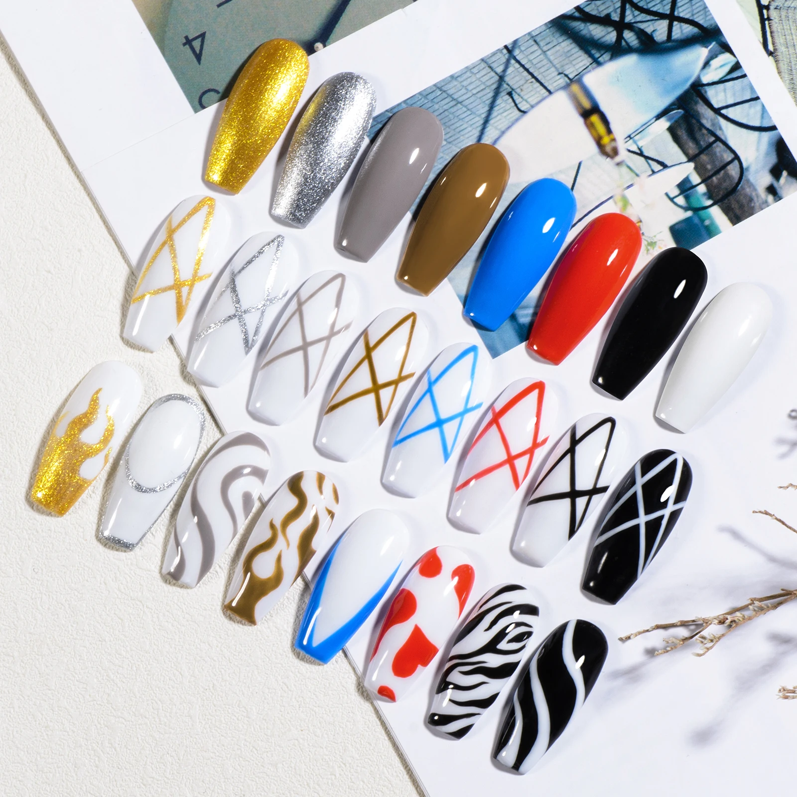 

2022 new arrival private label 8ml 8 colors design nail painting stripping pen gel nail art uv liner gel polish