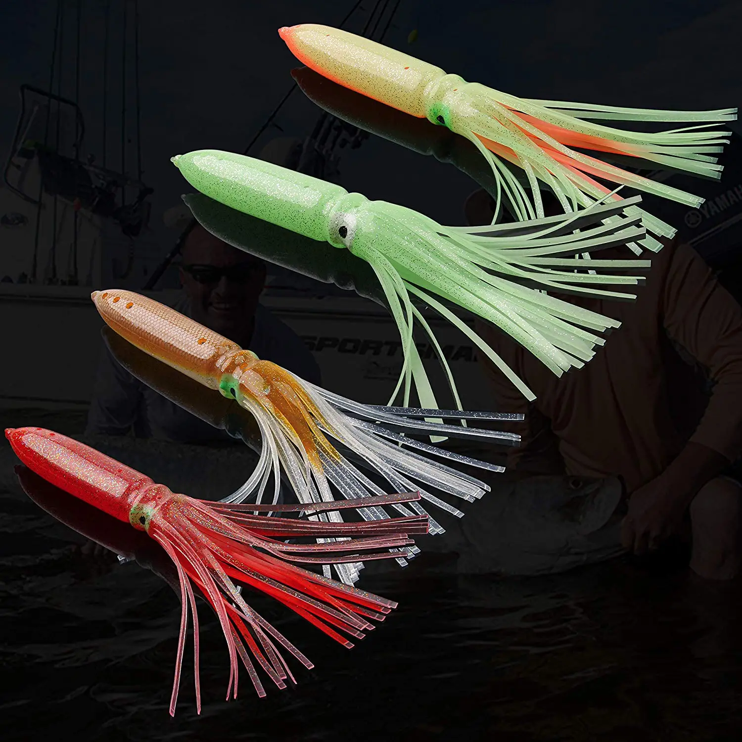 Fishing Soft Lure 30cm Luminous Squid Jig Fishing Lures Octopus For Sea