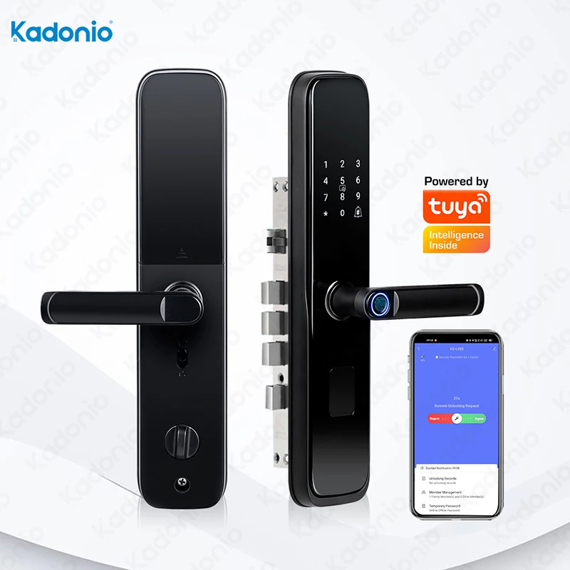 

Kadonio APP Control Tuya WiFi Keyless Lock Electronic Digital Fingerprint Smart Door Password Lock