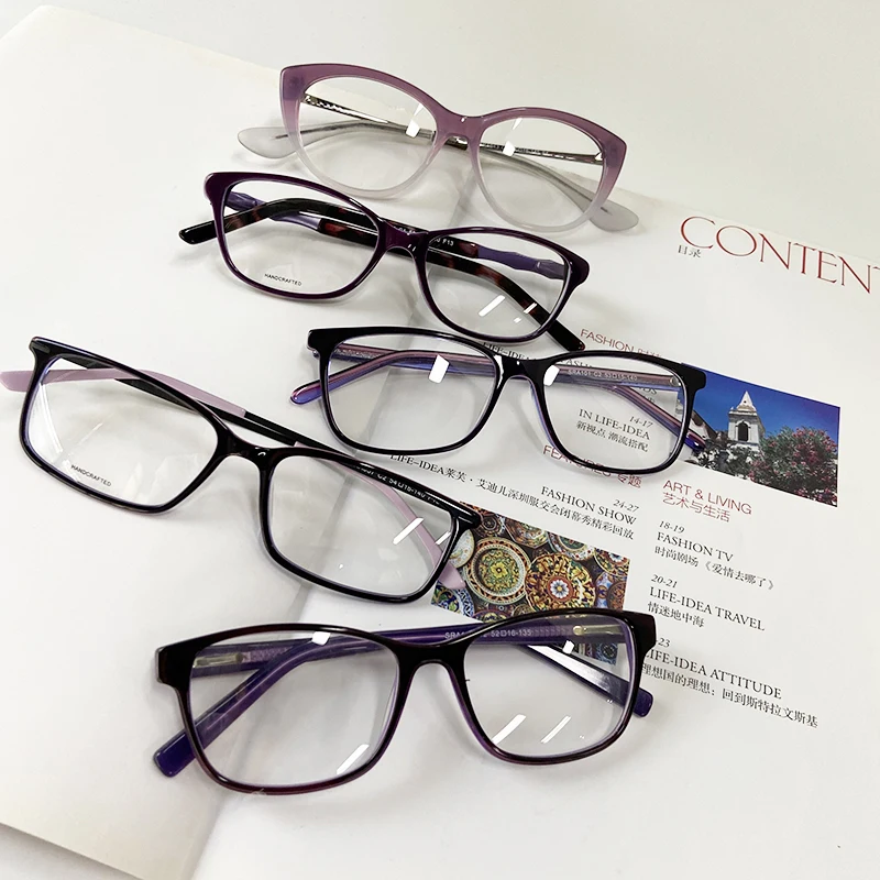 

Ready Stock Wholesale Mixed Models Fashion Style Unique Eyeglasses Optical Frame Acetate Glasses
