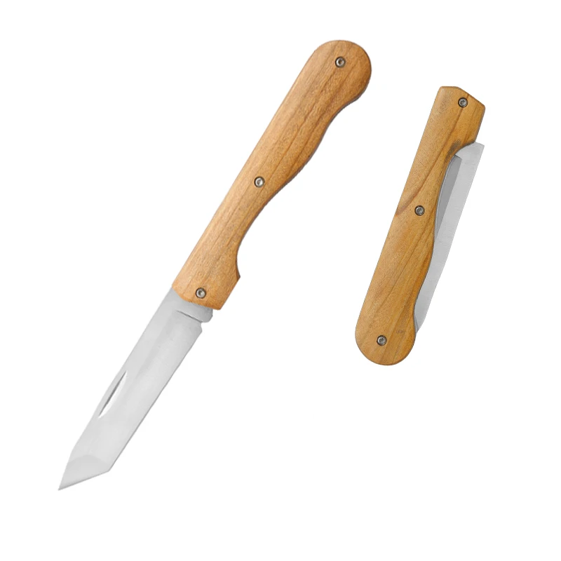 

Olive Wood Handle Outdoor EDC Folded Camping Survival Rescue Tactical Folding Pocket Knife
