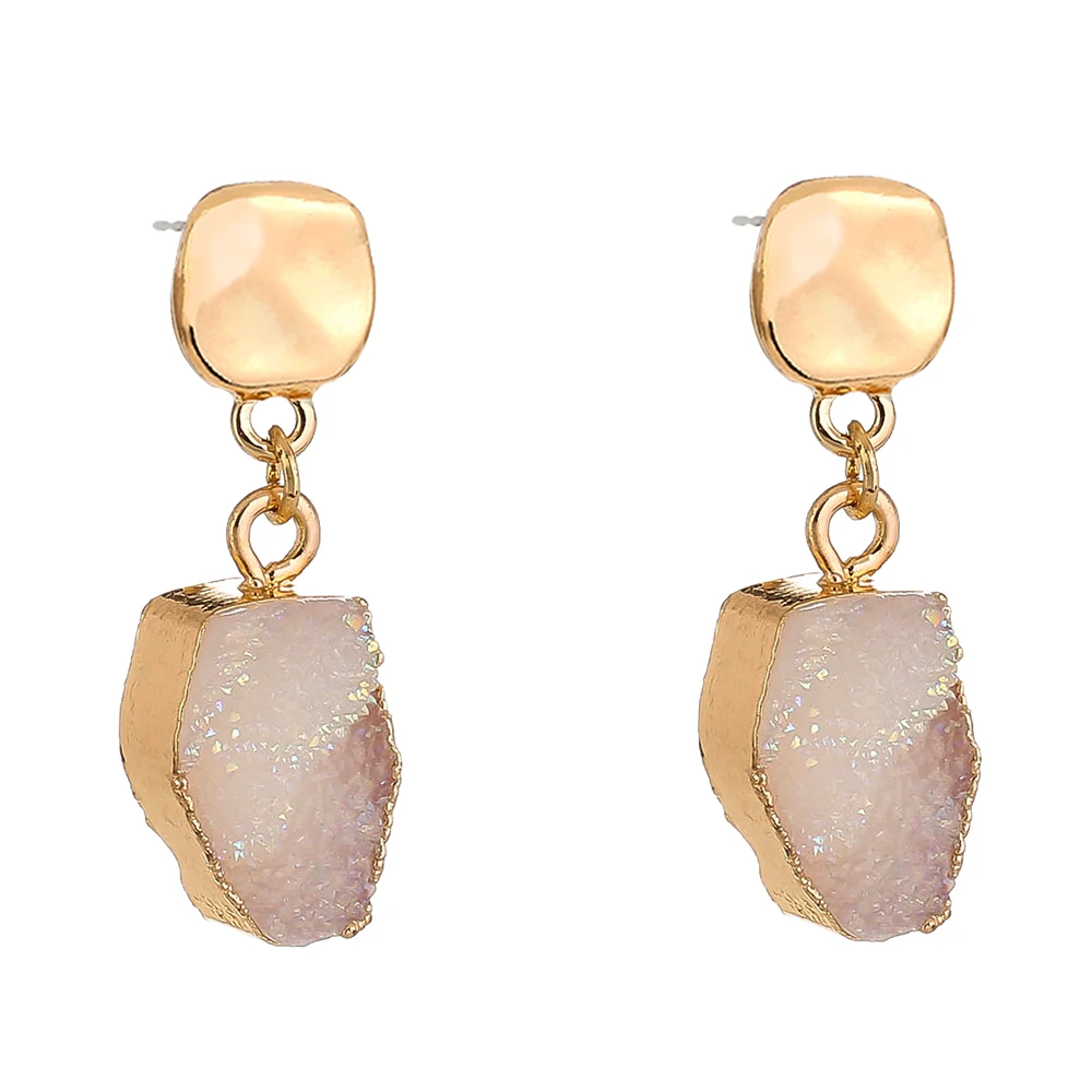 

Individual Design Irregular Color Drusy Quartz Earrings Simple Women's Jewelry