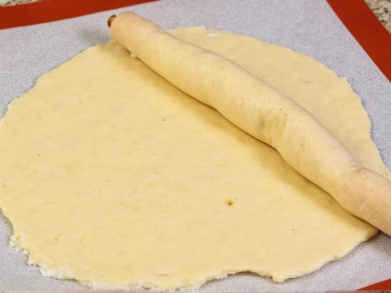 Rolling out cracker dough on silicone mat
