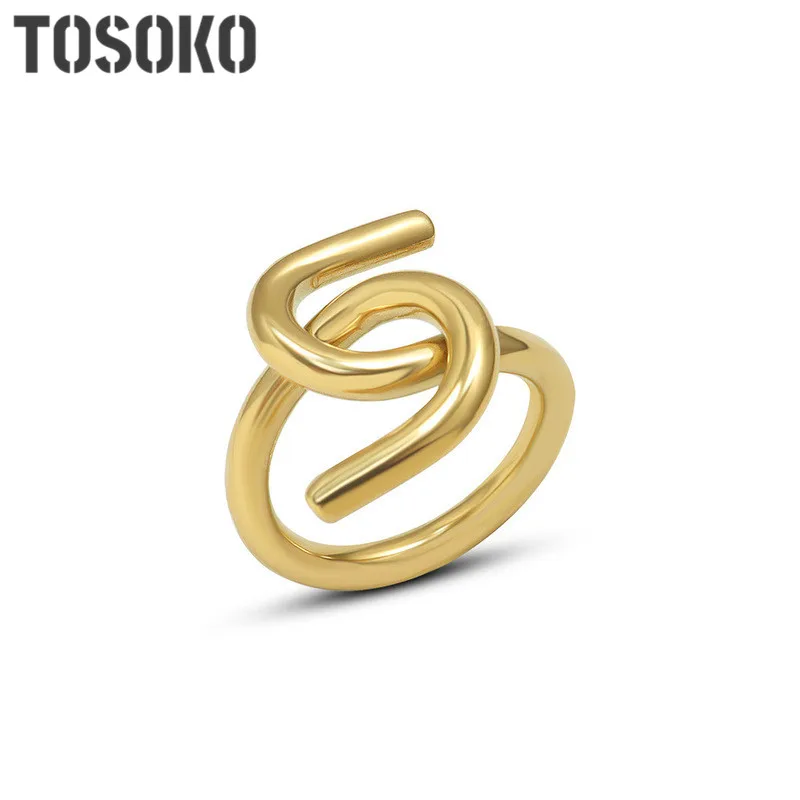 

Stainless Steel Jewelry 18K Golden Cross C-Ring Simple Shaped Hip Hop Female Ring BSA230