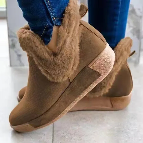 

PDEP 2021New Women Winter Snow Boots Round Toe Suede Upper Warm Soft Causal Wool Snow Boots, Black,yellow,grey,khaki