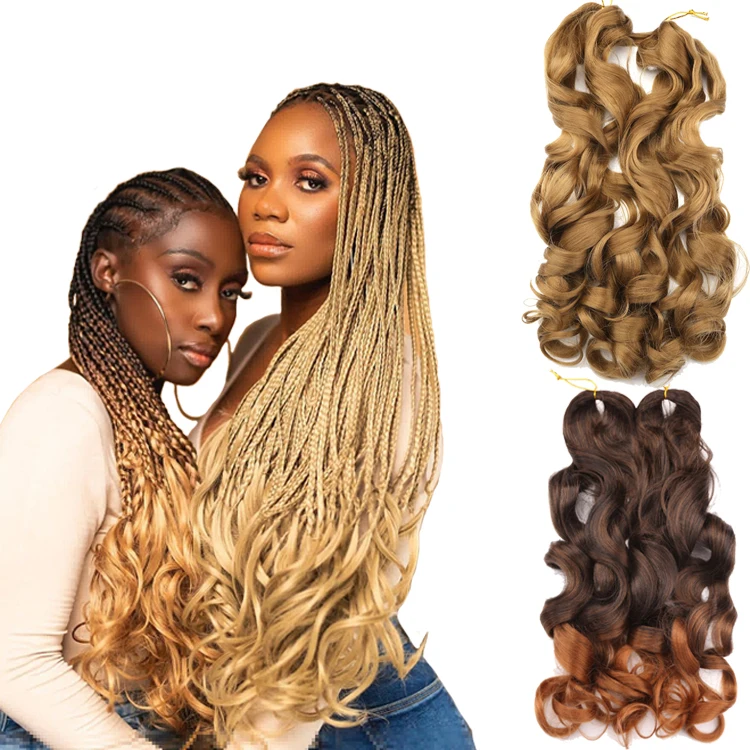 

Spiral Curls Synthetic Loose Wave French Curls Curly Braid Extension African Hair Braids Synthetic Goddess Locs Deep wholesale, Pic showed