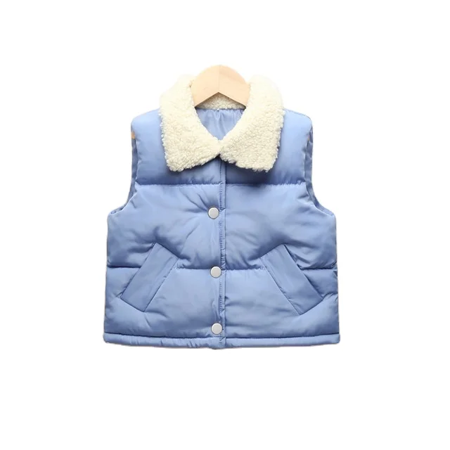 

wholesale winter and autumn new children's cotton down vest baby boy girl fur collar thick vest, As picture