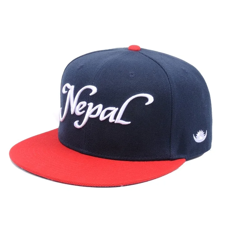 

custom two tone 6panel 3D embroidery men flat brim snapback hat