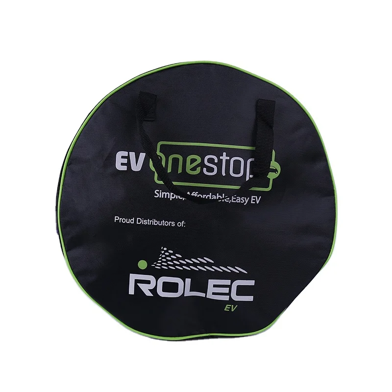 

bag for ev-charger customized Portable Portable Ev Charger Bag Oxford Print logo Fabric cable Storage Bag Wheel Bag Wholesal, Black