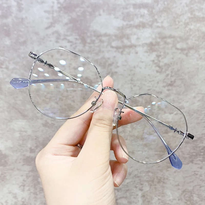 

Fashion personality UV400 oversized sunglasses metal optical frame anti-blue light glasses