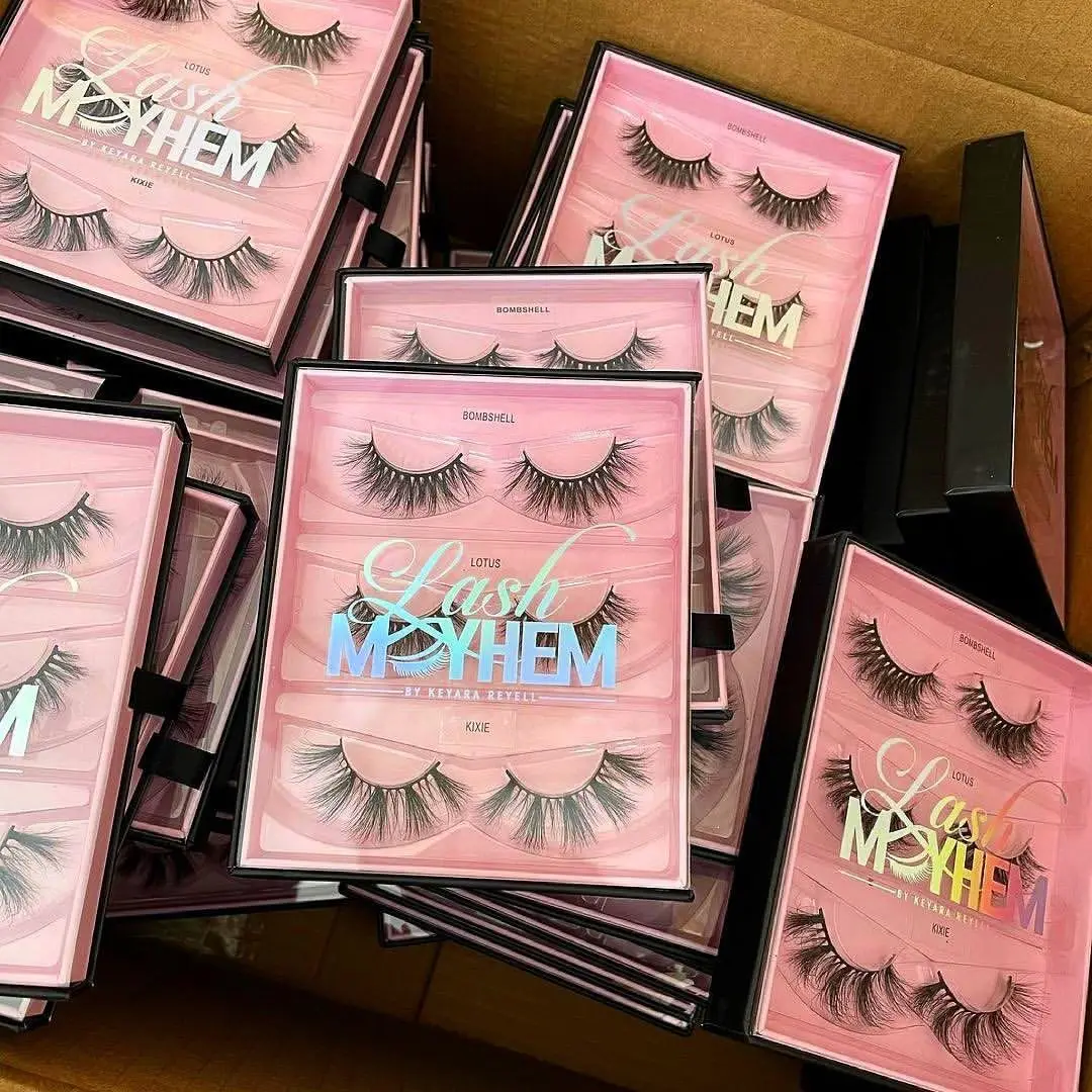 

wholesale wispy false lashes dramatic 25mm strip mink eyelashes vendors holographic custom LASHBOX eyelash packaging, Natural black