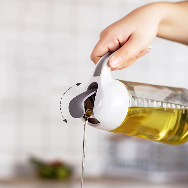 

EE051 10oz 20oz Kitchen Auto Flip Olive Oil Dispenser Bottle Measuring Scale Automatic Pouring Spouts Cap Oil Vinegar Dispenser, White