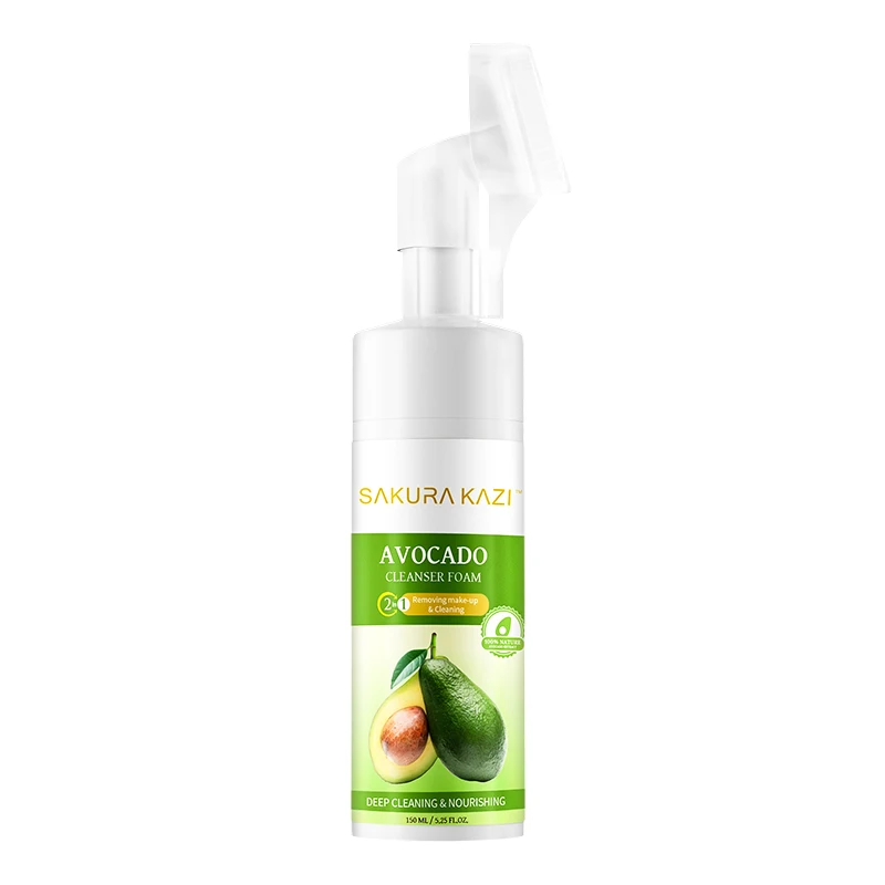 

YINGKAZI Avocado moisturizing nourishing Natural amino acid Face cleansing brush facial foam, Green